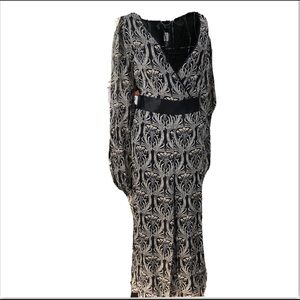 I.N.C 100% Silk Art Nouveau print Dress Glow Print Quegue Dress Sz. 18 W NWT